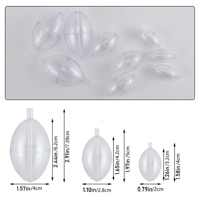 5 flotteurs coulissants transparents ovales pour pêche en surface, indicateur de touches en PVC résistant