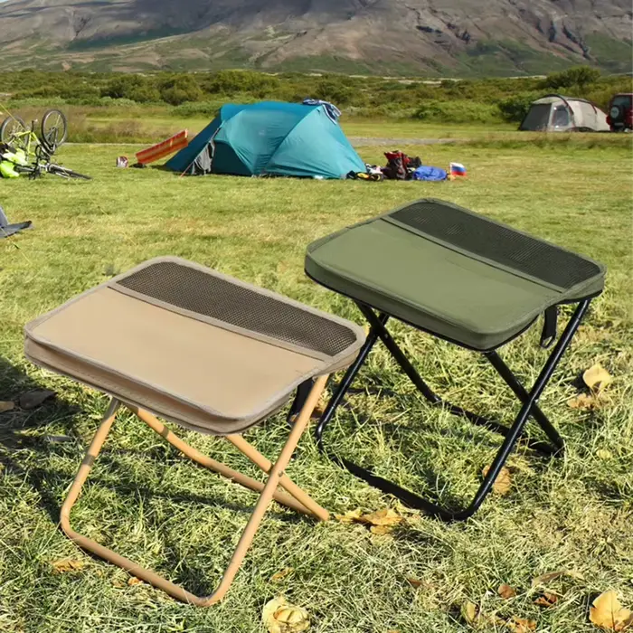 Tabouret pliant pêche randonnée camping avec sac bandoulière portable pour stockage