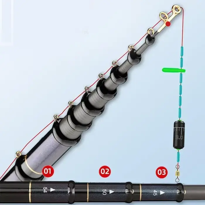 Canne à pêche télescopique 4.5m à 7.2m en carbone 40T ultra légère pour pêche filature
