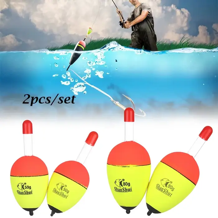 2 Flotteurs luminescents EVA pour pêche de nuit, 5 à 60g, idéaux pêche en mer et sur roches