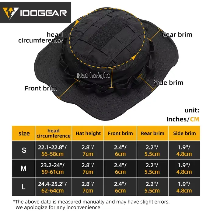 Casquette boonie tactique IDOGEAR 3623 pour pêche et chasse - Large bord ajustable et respirant