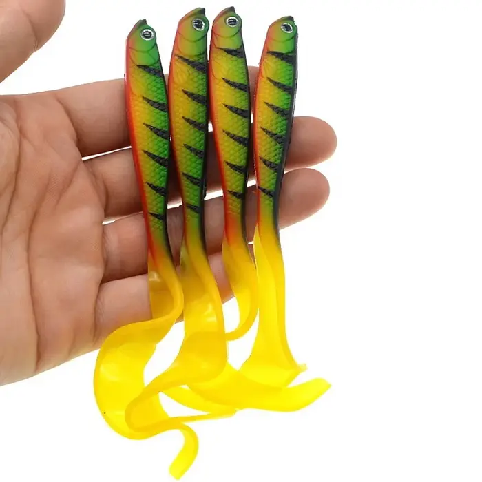 Leurre Souple Silicone Shad 125mm 5.5g avec Queue en T pour la Pêche du Brochet et