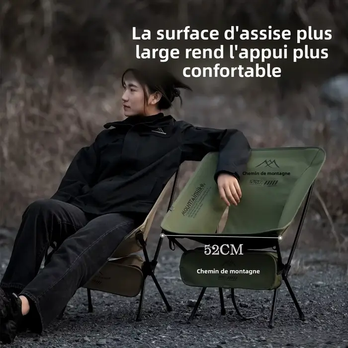 Chaise lune MOUNTAINHIKER ultra légère aluminium pêche camping randonnée pliable vert noir
