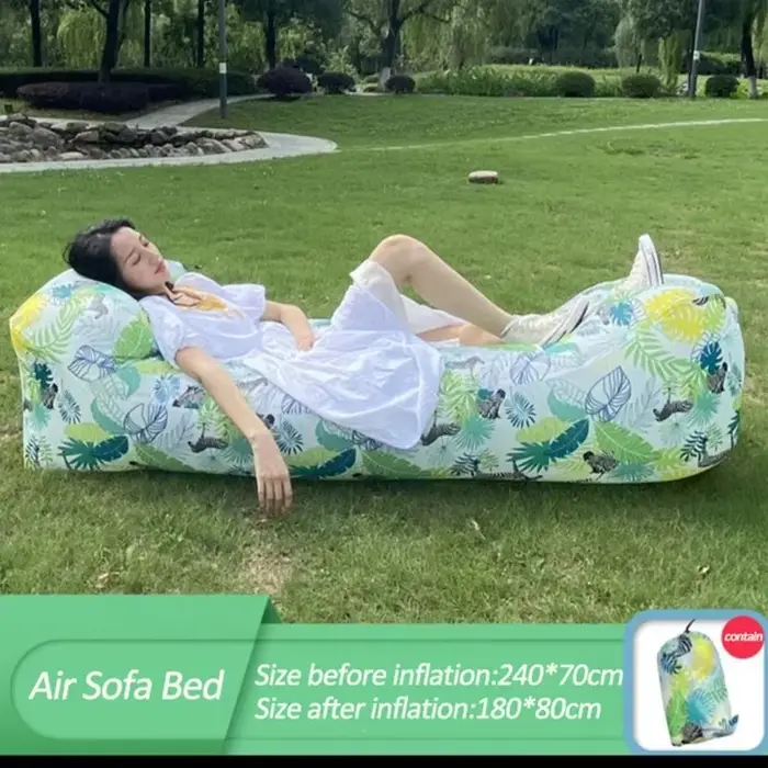Canapé gonflable rapide air lounger pour camping plage pêche pique-nique lit paresseux portable pliable