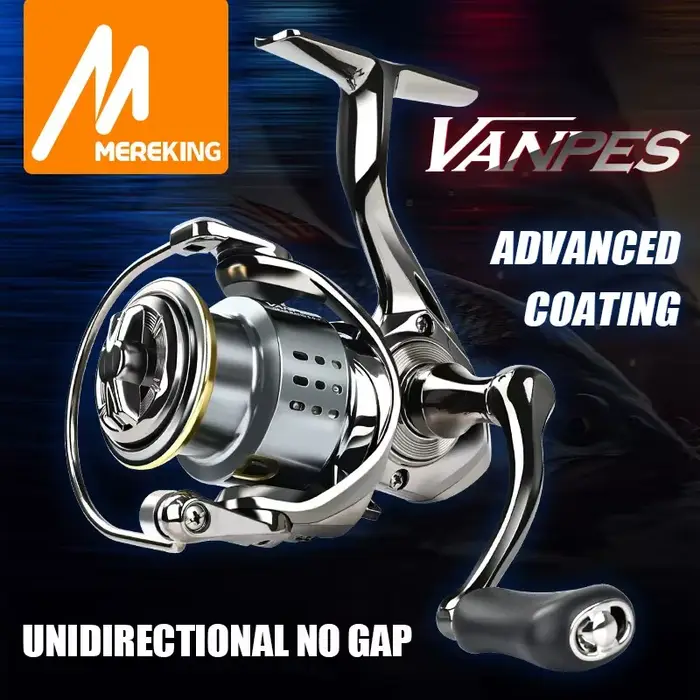 Moulinet MEREDITH VANPES anti-rouille - Ratio 5.0:1 - Freinage 8kg max - Roulement fluide pour pêche précise