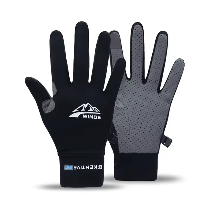 Gants pêche légers été soie glacée doigts complets séchage rapide écran tactile protection solaire