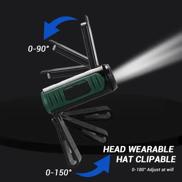 Lampe frontale pêche capteur COB LED à clip USB rechargeable batterie intégrée pour pêche nocturne