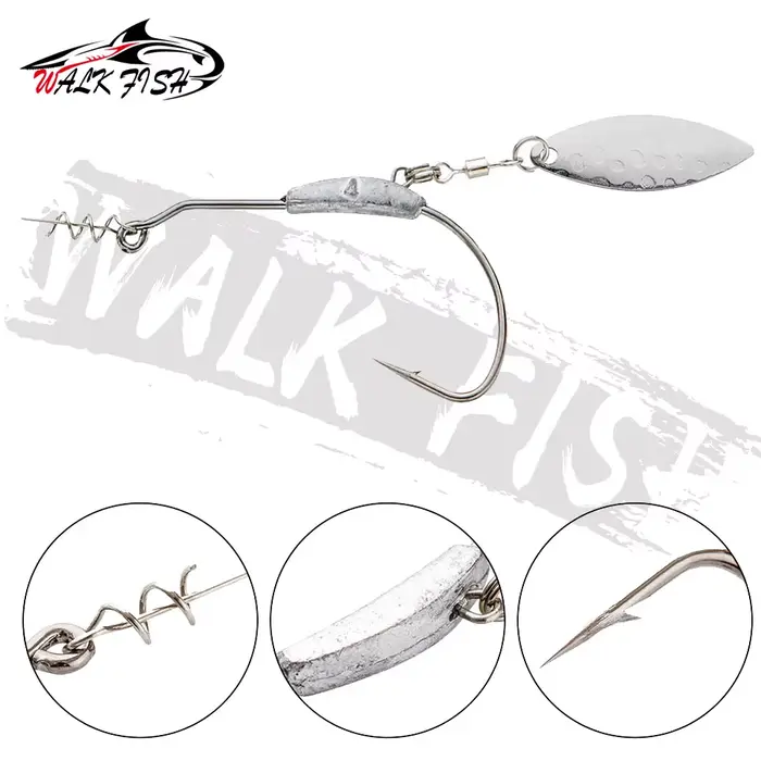 Leurre métal cuiller WALK FISH 3 à 9g avec hameçon offset anti-rotation et séquins pour pêche aux leurres