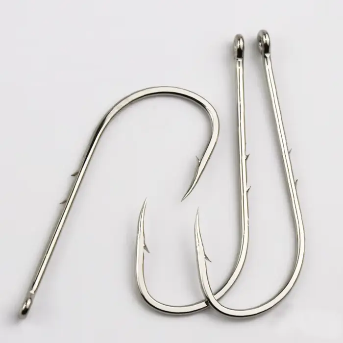 50 hameçons longue tige acier carbone 1 à 12, ardillon offset pour appâts naturels, boîte de pêche