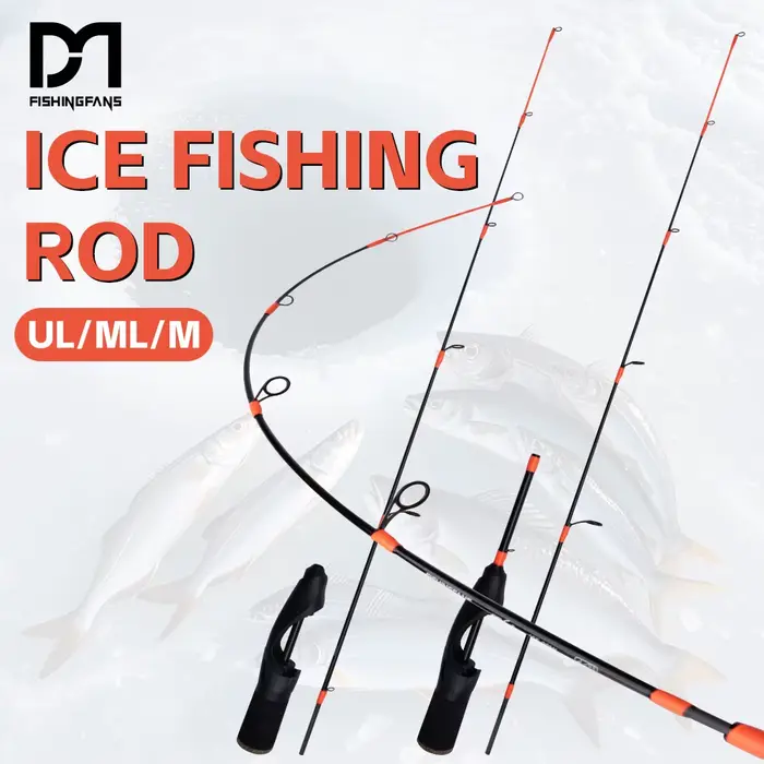 Canne à glace portable carbone 24 à 30 pouces, tips solides sensibles pour pêche hiver UL ML M