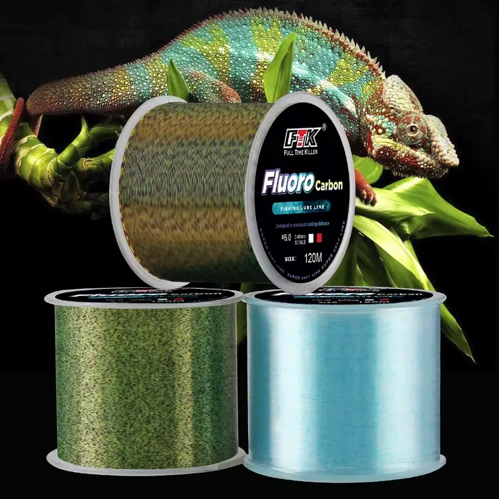 Ligne de pêche FTK 120m fluorocarbone tachetée invisible - 0.20mm-0.50mm 4.13LB-34.32LB ligne spotted
