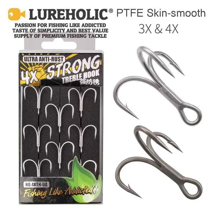 Hameçons triples super résistants LUREHOLIC 3X 4X pour pêche au leurre eau douce et mer - Revêtement anti-rouille