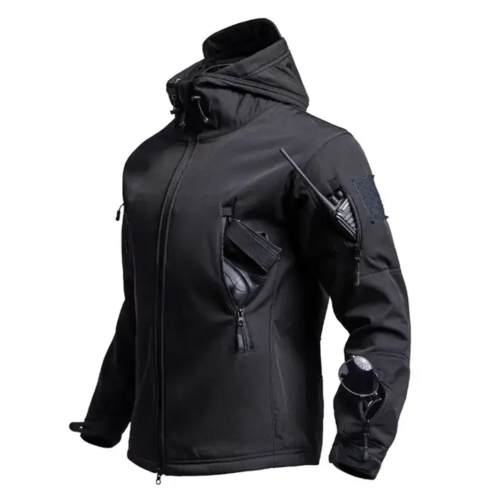 Veste soft shell tactique capuche polaire homme hiver coupe-vent imperméable chaude outdoor multi-poches 5XL 6XL