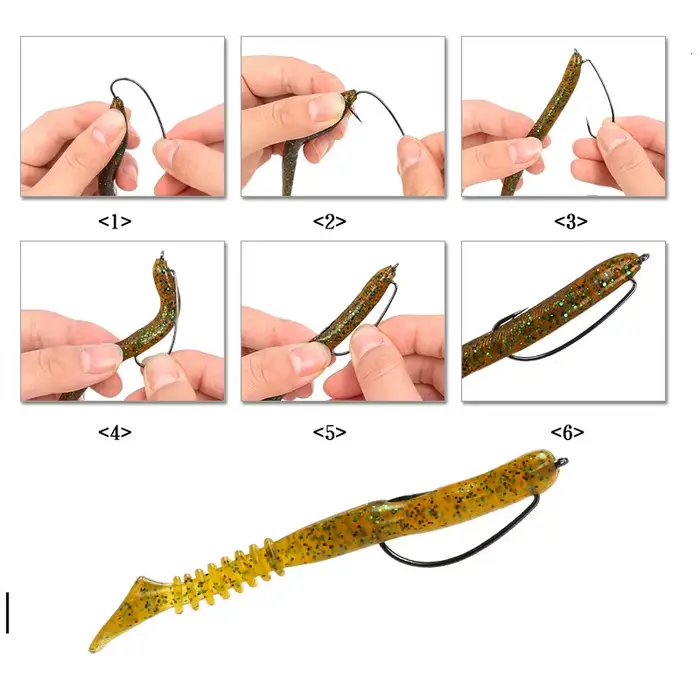 100 Hameçons Wide Gap pour Vers Souples - Grands Hameçons Bass en Acier Haute Carbone Noir