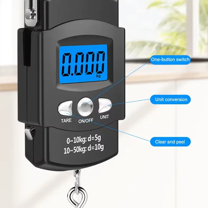 Balance électronique portable 50kg/10g avec mètre ruban rétractable 100cm pour pêche et voyage