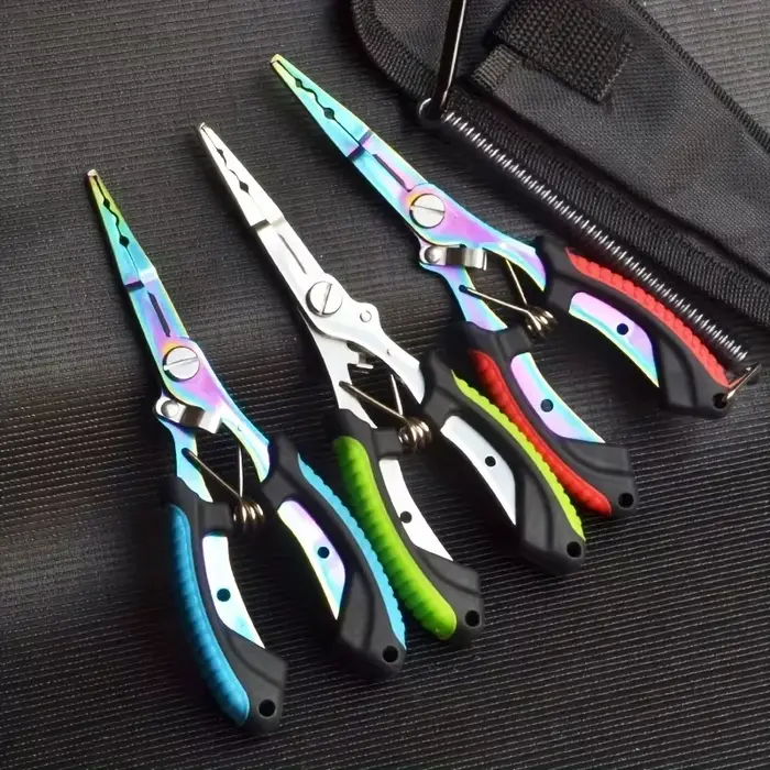 Pinces de pêche portables en titane coloré - Coupe-hameçons multifonction en acier inoxydable