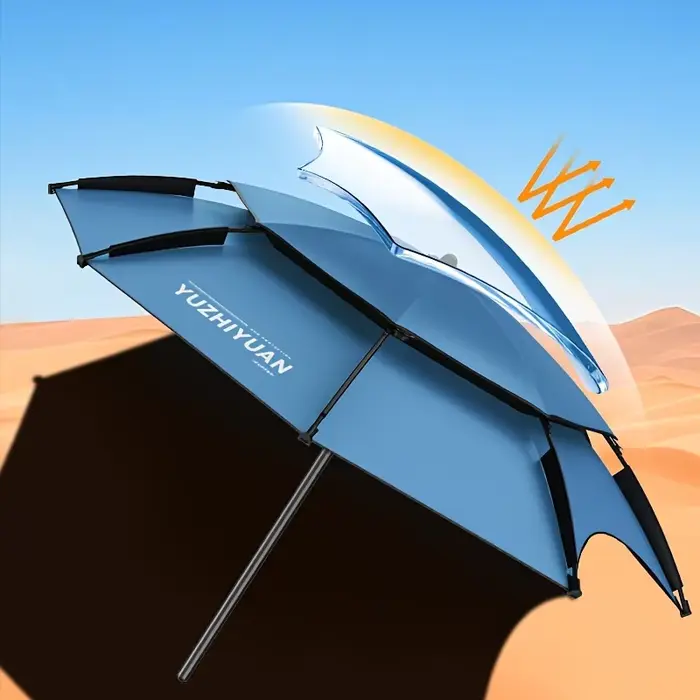 Grand parapluie pêche plage patio pliable UV imperméable anti-vent avec pied stable