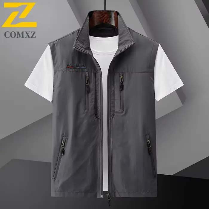 Veste d'été homme 2024 waterproof légère - Gilet sans manches multi-poches pêche voyage outdoor