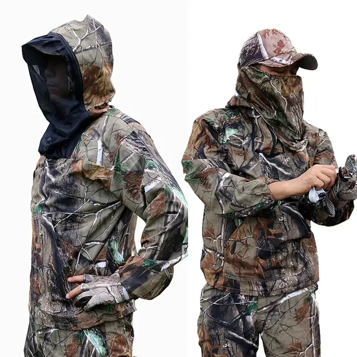 Combinaison pêche été ultra légère anti-moustiques - Veste capuche pantalon camouflage bionique protection solaire