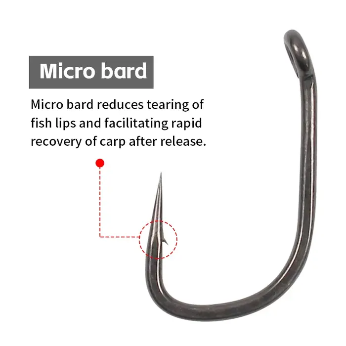 10 hameçons carp wide gape PTFE micro barbelés acier allié tailles 2/4/6 pour montages hair rig