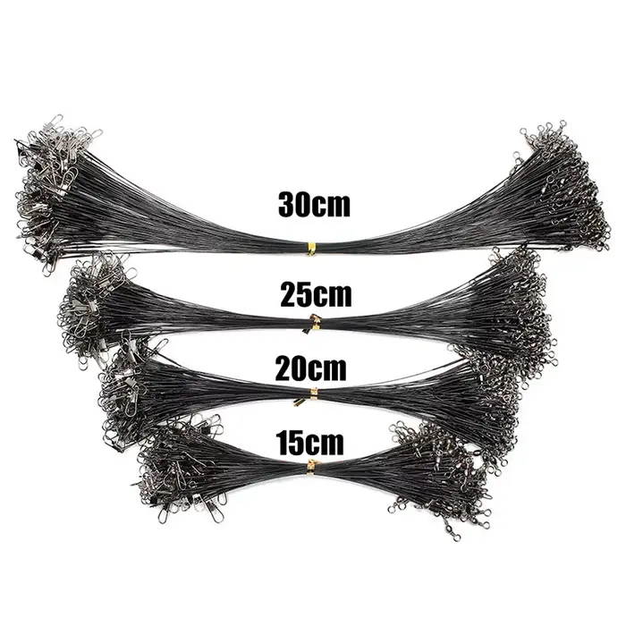 20PCS bas de ligne anti-morsure Aorace en acier avec émerillon pour pêche carnassier et gros poissons