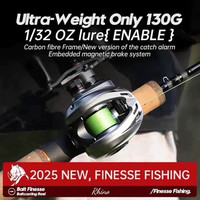 Moulinet Baitcasting ANATONO Silver Rhino 130g Ultralight BFS 7.0:1 8+1BB pour Pêche Salée 6KG