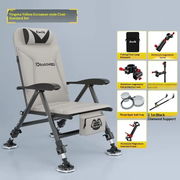 Fauteuil de pêche pliant réglable rembourré tout-terrain pour camping plage et extérieur