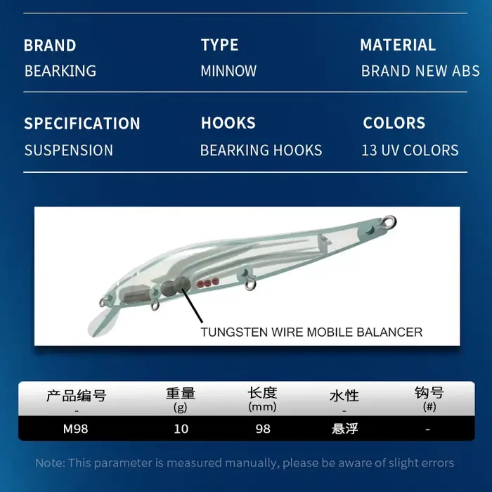Leurre pêche leurre minnow wobbleur 10g 9.8cm pour truite brochet prédateur qualité professionnelle