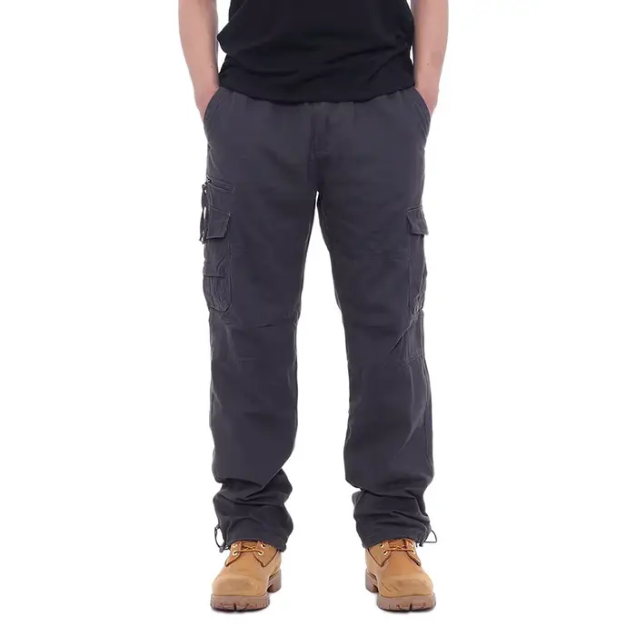Pantalon cargo 100% coton multi-poches élastique pour pêche et randonnée 2025
