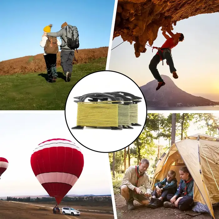 Enrouleur de corde organisateur pour ligne de tente et matériel de pêche camping noir résistant et flexible pour rangement et transport