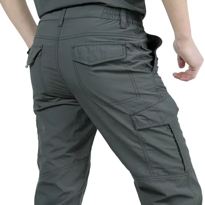 Pantalon cargo tactique été pour pêche - Léger imperméable multi-poches randonnée pêche