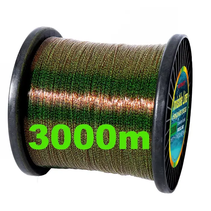 Ligne fluorocarbone invisible 3000m 1000m 3D bionique tachetée carpe algues pêche discrète