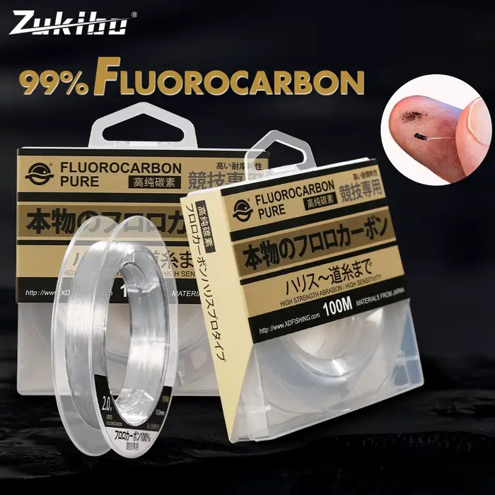 Ligne de pêche fluorocarbone ZUKIBO 100m, basse visibilité pour la carpe et carnassiers, fil coulant