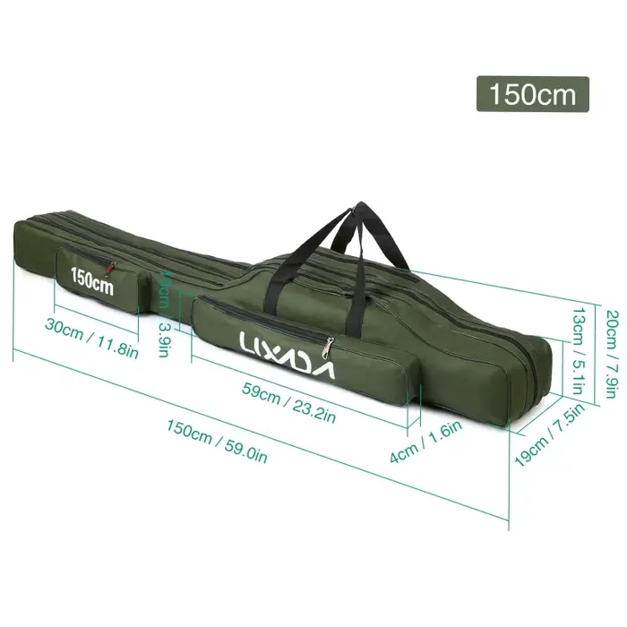 Sac transport cannes pêche Lixada 90/120/150cm 3 couches pliable rangement moulinets accessoires