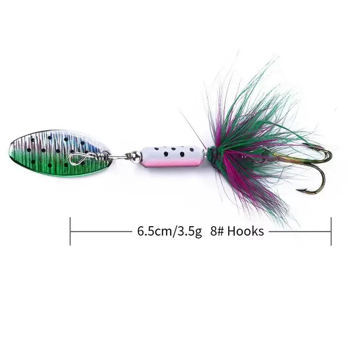 Leurre métal VIB 3,5g avec plumes et paillettes pour la pêche du bar et black bass