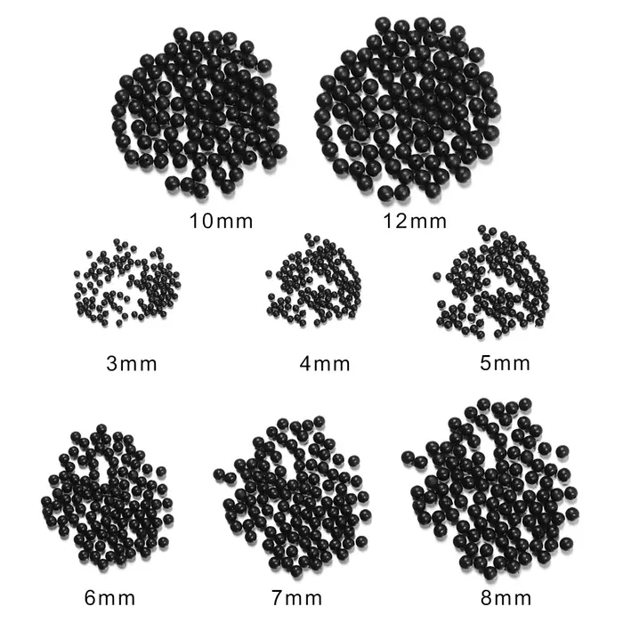 100 perles de pêche rondes souples et dures 3-12mm, accessoires de montage noir pour leurres