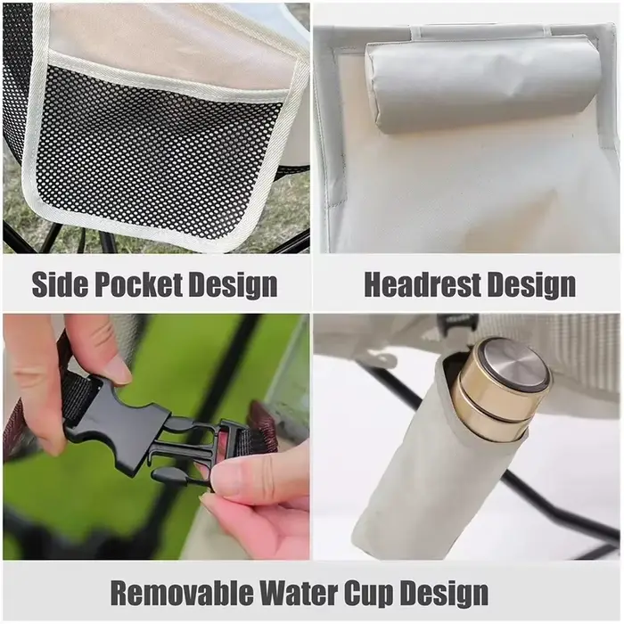Chaise de pêche pliante avec appui-tête léger en alliage d'aluminium pour camping et extérieur