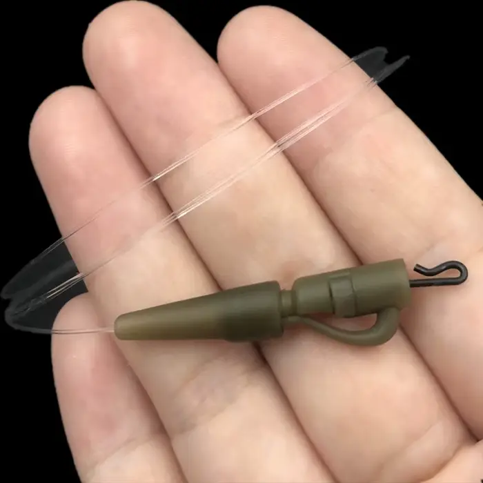 Accessoires pêche carpe fluorocarbone 100% leaders prêts à l'emploi - Avec clips plombés et émerillon QC
