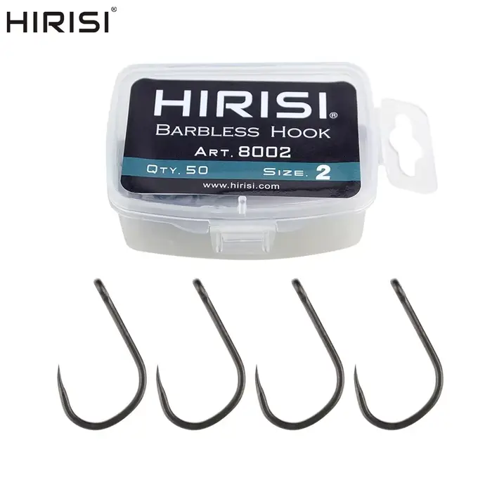 Hameçons Hirisi 50pcs sans ardillon acier inoxydable haute teneur en carbone PTFE pour pêche sportive