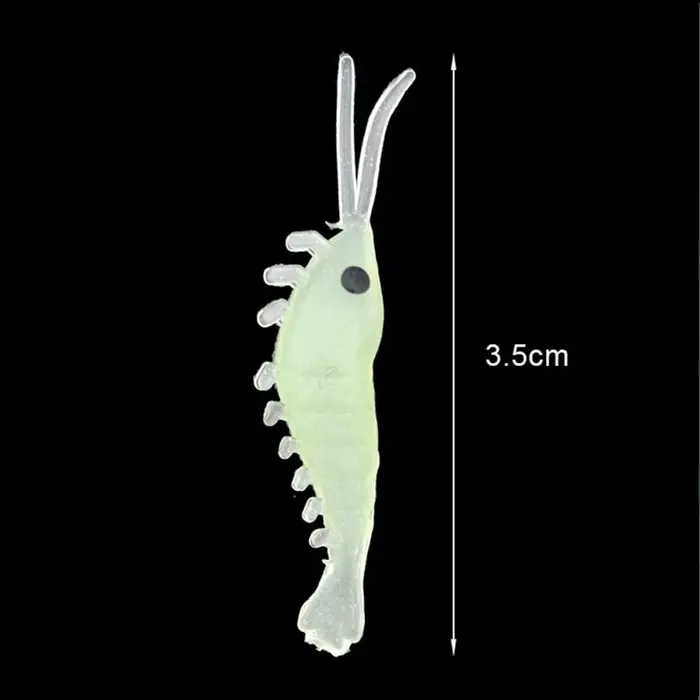 50 vers et crevettes lumineux 3.5cm pour pêche black bass, perche et carnassiers