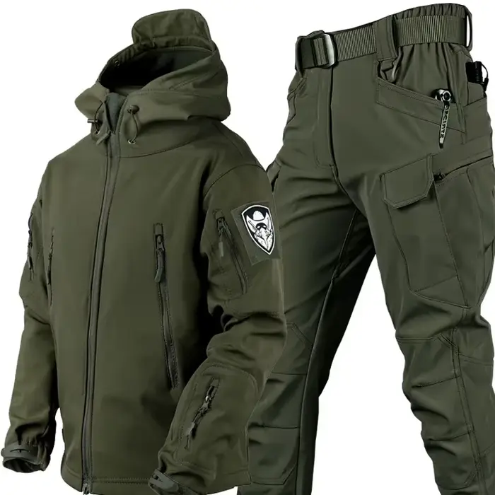 Veste et pantalon de pêche hiver polaire coupe-vent imperméable 5XL épais résistant