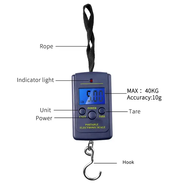 40kg/10g Mini Pocket scale Electronic Portable Digital Weight Fish Hook Luggage 