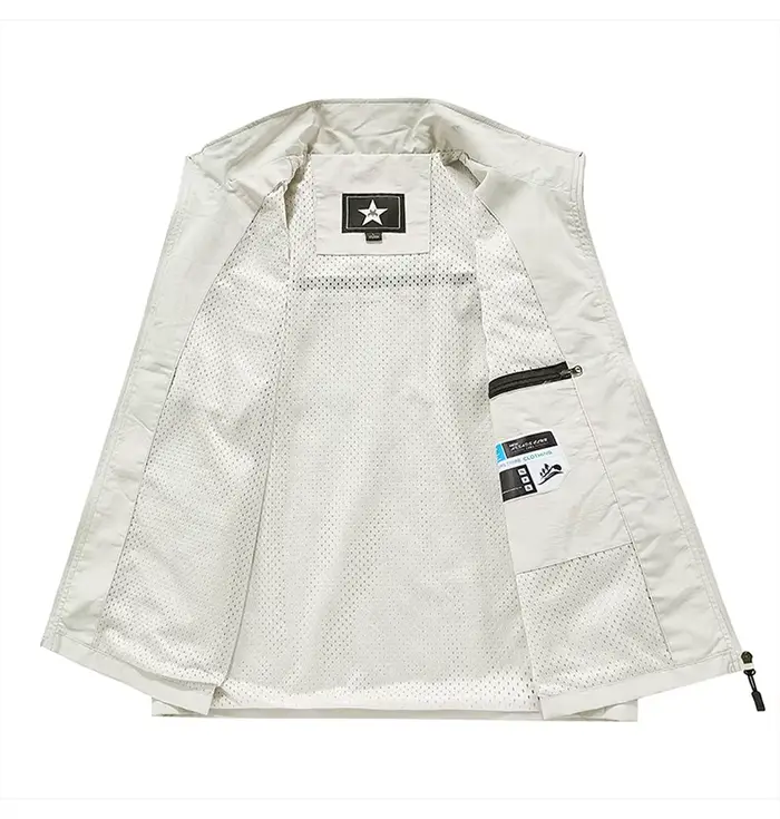 Gilet pêche homme sans manches respirant multi-poches été pêche sportive vêtement décontracté
