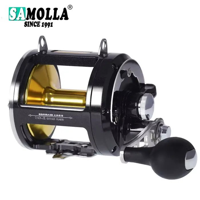 Moulinet de pêche traîne SAMOLLA alliage aluminium drague 30KG pour pêche en mer bateau