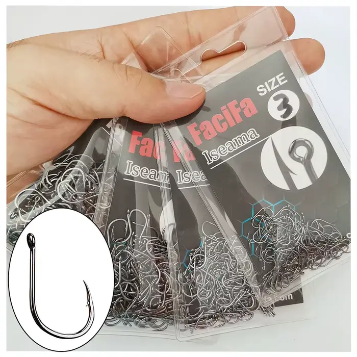 100 hameçons Iseama pour carpe - Hameçons circle offset barbés pour pêche à la mouche