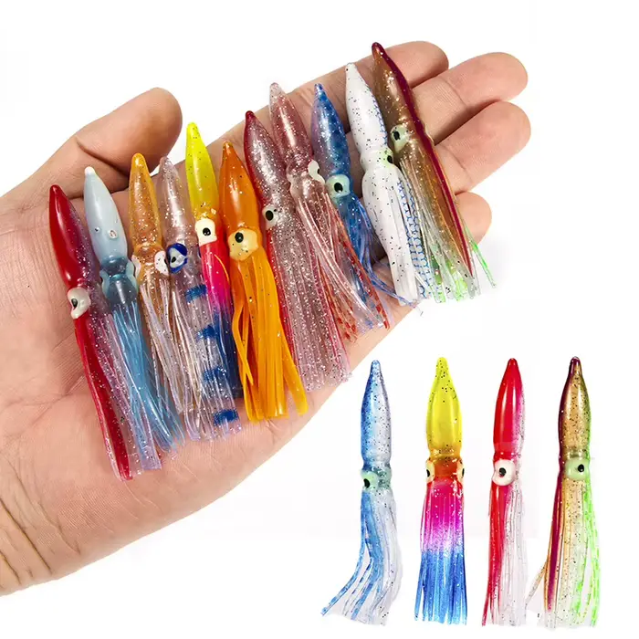 10 leurres souples poulpe 8cm appâts artificiels pour pêche thon espadon voilier