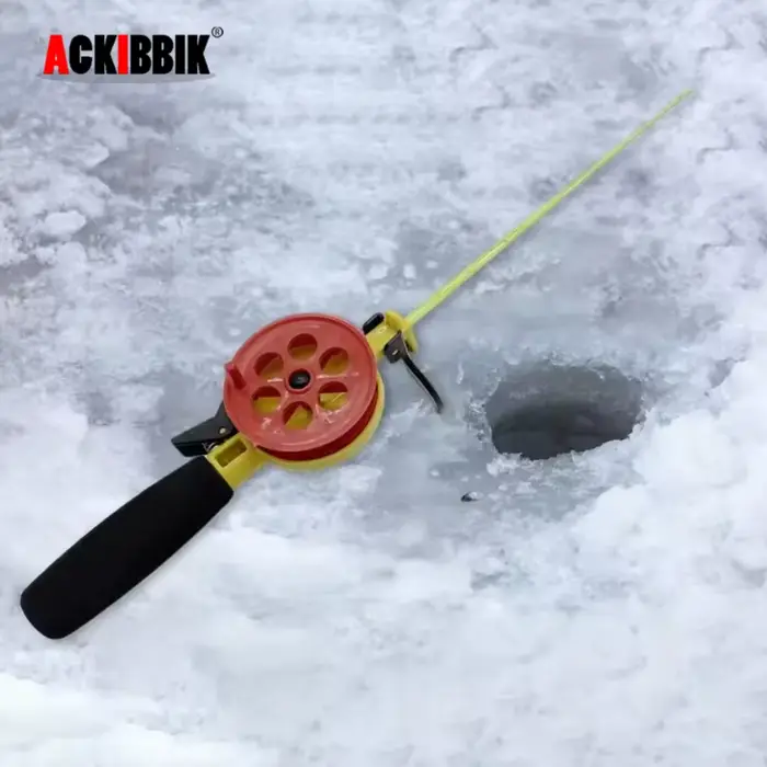 Combo canne et moulinet Ackibbik pour pêche sur glace - Mini canne pour truite, doré et perche