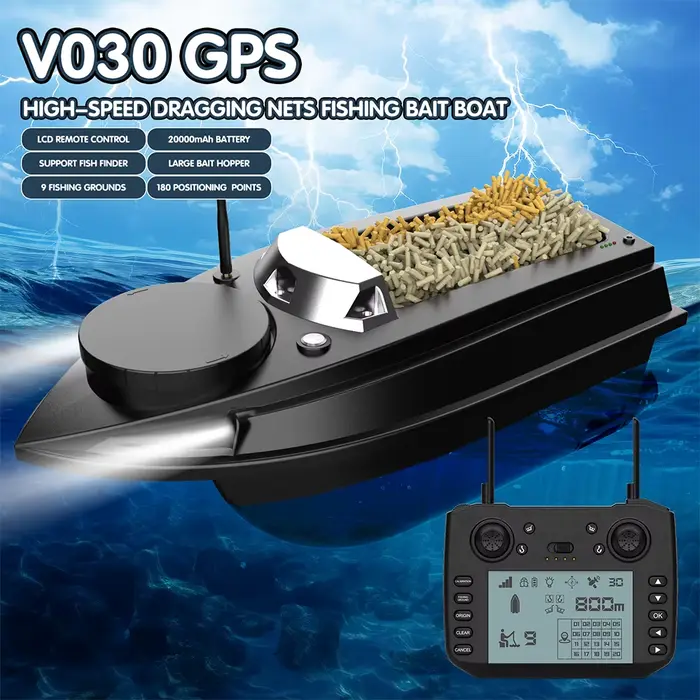 Bateau télécommandé GPS LOKEEVAN V030 écran HD pour pêche au leurre et traîne