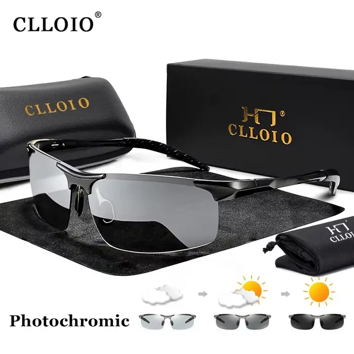 Lunettes de soleil photochromiques aluminium polarisées pêche conduite jour nuit anti-éblouissement