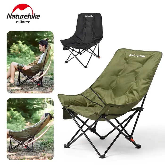 Chaise lounge pliante Naturehike dossier haut réglable - Siège confortable pour pêche détente jardin pique-nique
